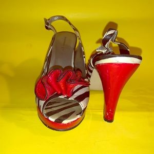 Black/White/Red Zebra Print Heel